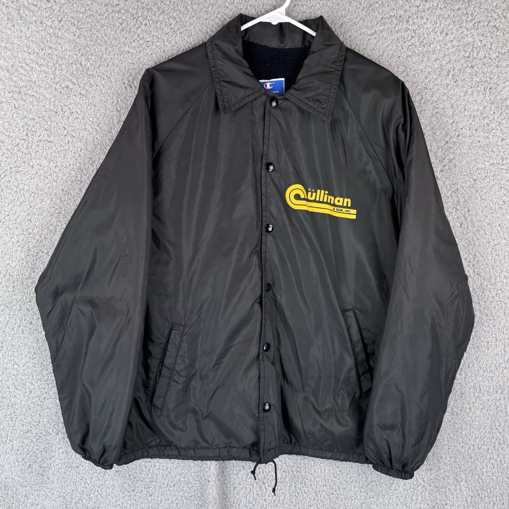 Vintage Champion Jacket Mens Medium Black Sherpa Lined Nylon Mechanic 80s USA